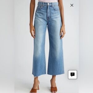 Veronica Beard Taylor Raw Hem High Waist Crop Wide Leg Jeans